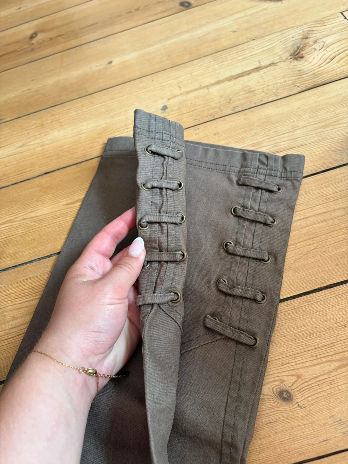 jean skinny verde oliva elora tamanho 38 – photo 2
